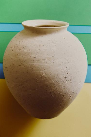 TEXTURED CERAMIC VASE - Grey by Zara
