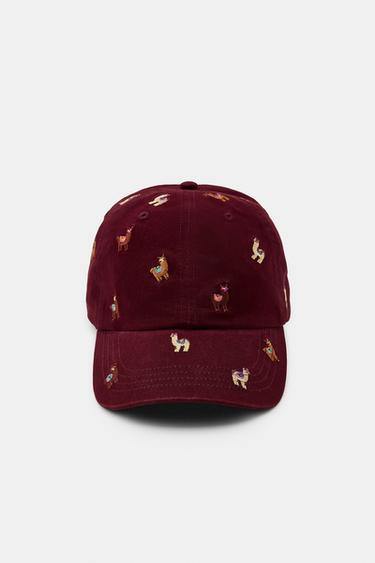 TWILL CAP WITH EMBROIDERY - Burgundy by Zara