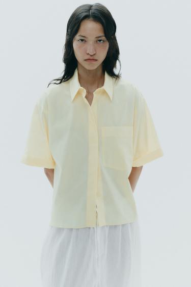 POPLIN SHIRT WITH POCKET - Yellow by Zara