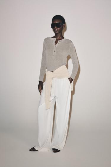 KNIT HENLEY JUMPER - Grey by Zara
