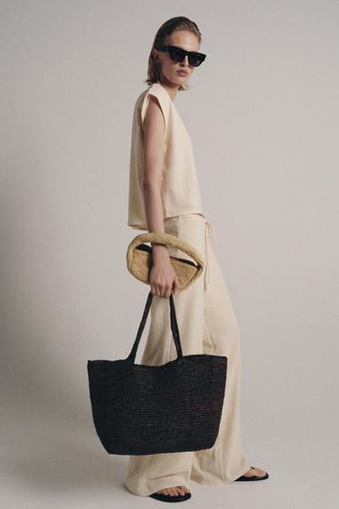 RAFFIA HANDBAG - Light beige by Zara