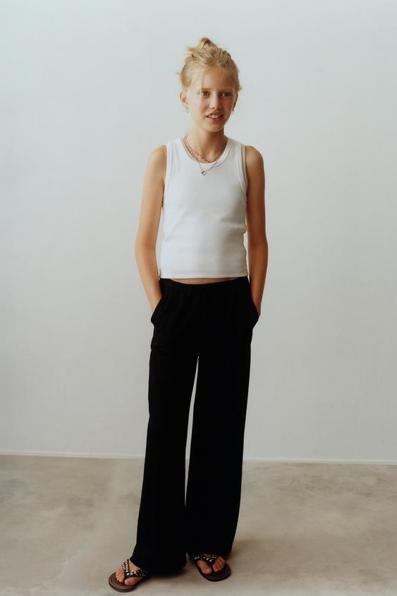 WIDE-LEG PYJAMA TROUSERS - Black by Zara - Image 0