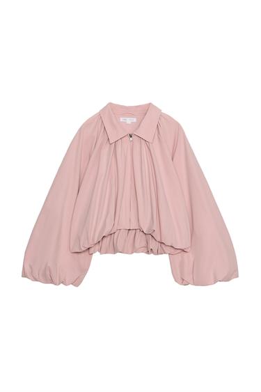 PUFF SLEEVE BOMBER JACKET - Chalk pink by Zara