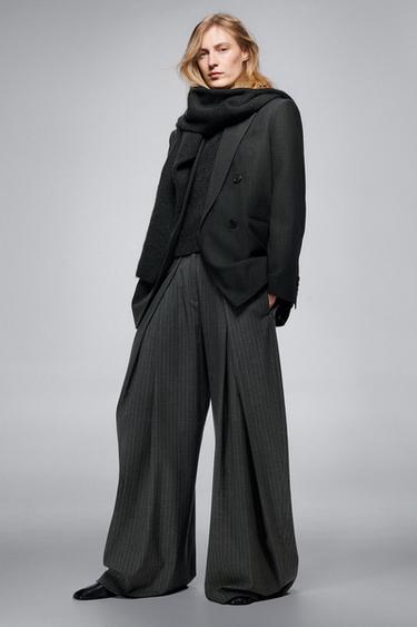 ZW COLLECTION PINSTRIPE DARTED TROUSERS - Grey by Zara