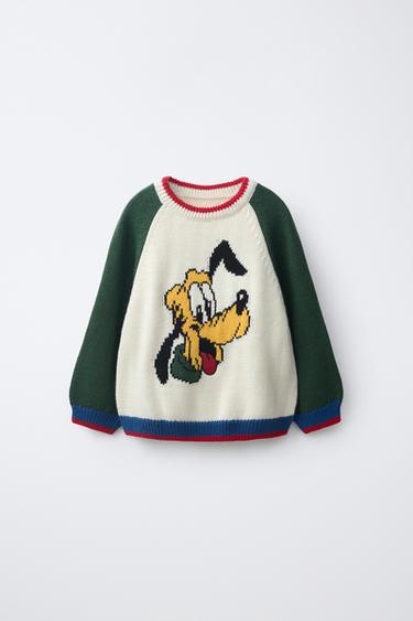 PLUTO MICKEY MOUSE © DISNEY KNIT JUMPER - Green / Ecru by Zara