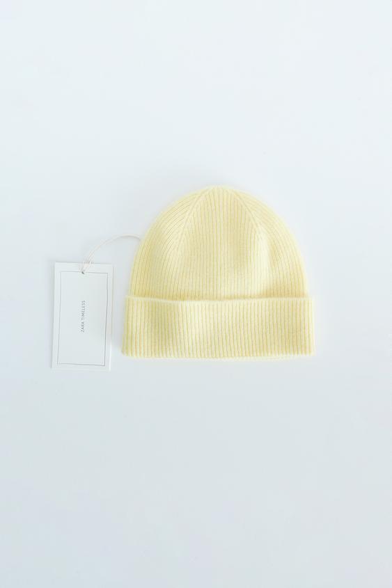 ZARA TIMELESS - 100% CASHMERE BEANIE - Light yellow by Zara - Image 0