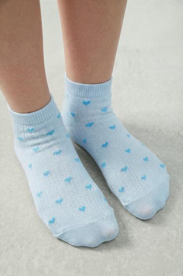 FOUR-PACK OF HEART ANKLE SOCKS - White by Zara