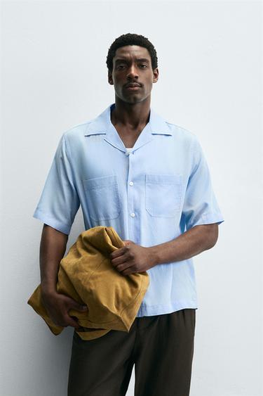 LYOCELL-LINEN SHIRT - Sky blue by Zara