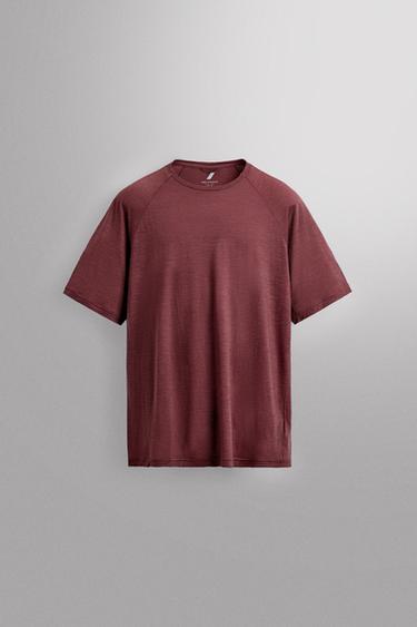 JACQUARD STRIPED WOOL BLEND T-SHIRT - Pale pink by Zara