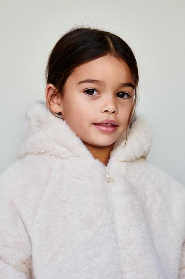 FAUX FUR HOODED JACKET - Ecru by Zara