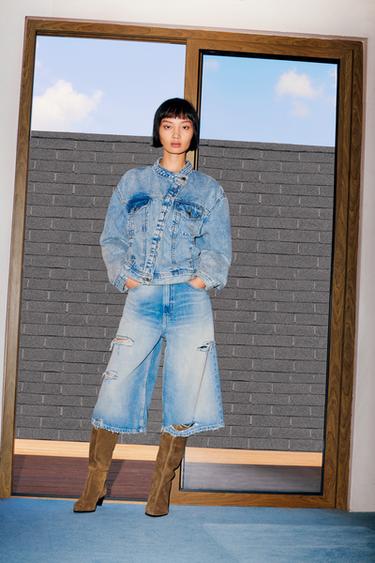 ZW COLLECTION DOUBLE-BREASTED DENIM JACKET - Faded blue by Zara