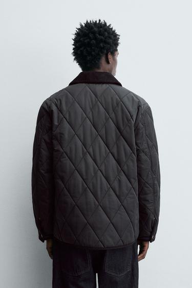 CONTRAST COLLAR QUILTED JACKET - Black by Zara