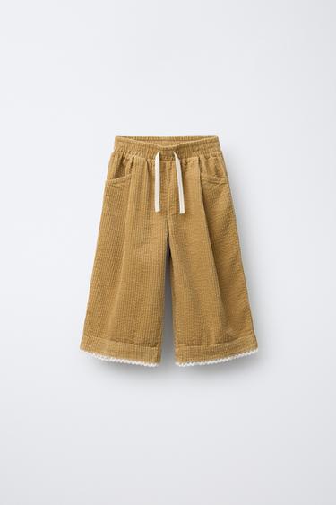 CORDUROY LACE TRIM CULOTTES - Ochre by Zara
