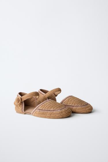CROCHET HEEL BALLERINAS - Brown by Zara