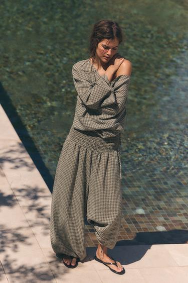 TROUSERS WITH ELASTIC WAIST - Mid-grey by Zara