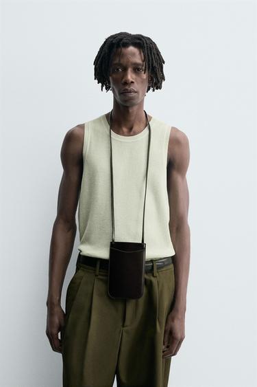 TEXTURED KNIT TANK TOP - Light blue by Zara