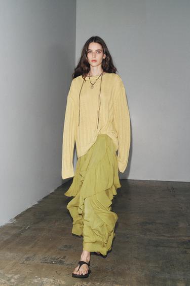 ZW COLLECTION RUFFLED SKIRT - Olive green by Zara - Image 0