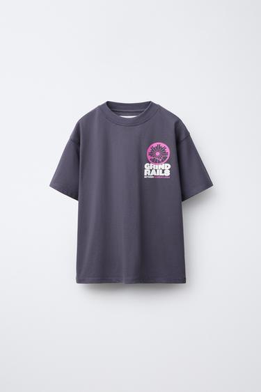 RAISED PRINT T-SHIRT - Dark purple by Zara - Image 0