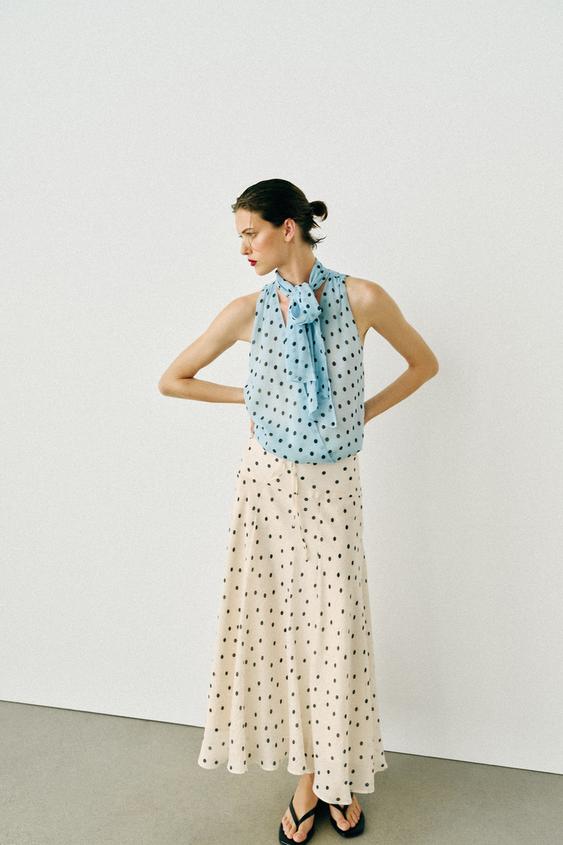 POLKA DOT BOW TOP - blue/black by Zara - Image 0