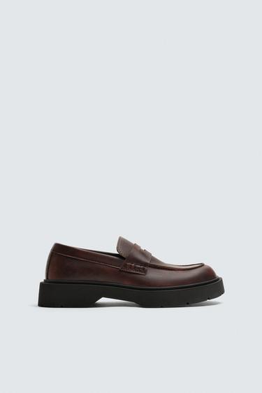 CHUNKY PENNY LOAFERS - Burgundy Red by Zara