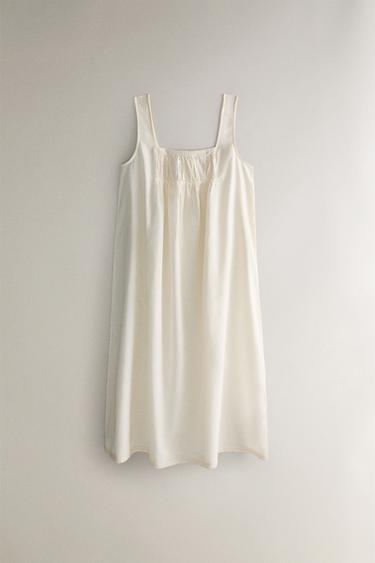 GATHERED LACE AND COTTON NIGHTDRESS - Pink by Zara