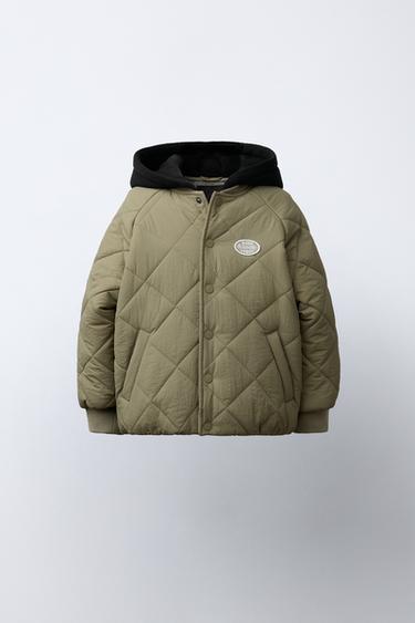 COMBINED HOODED PUFFER JACKET - Khaki by Zara