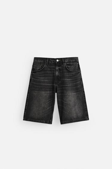 BAGGY FIT DENIM BERMUDAS - Black by Zara
