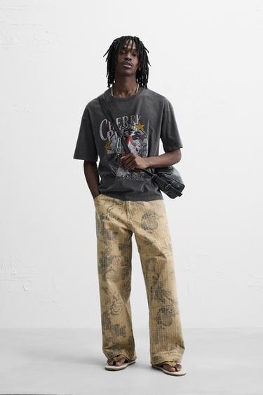 FADED PRINTED T-SHIRT - Taupe grey by Zara - Image 0