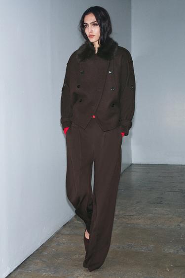 ZW COLLECTION LOOSE-FITTING DARTED TROUSERS - Brown by Zara