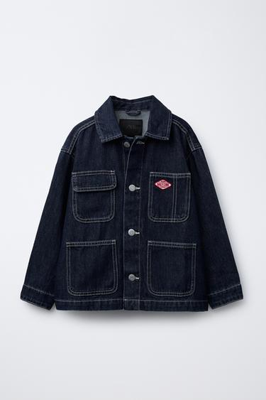 DENIM JACKET WITH LABEL - Navy blue by Zara - Image 0