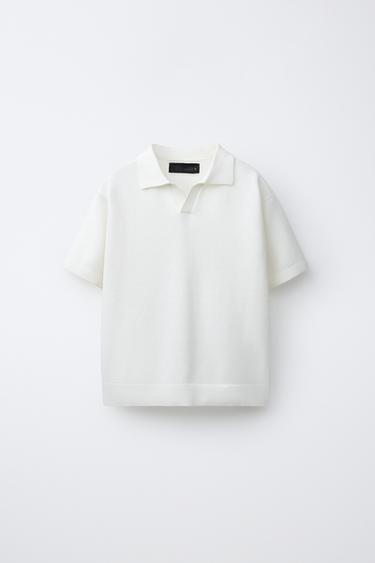 KNIT PIQUÉ POLO SHIRT - Ecru by Zara