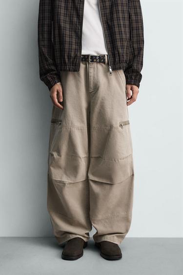 PARACHUTE CARGO TROUSERS - Grey by Zara