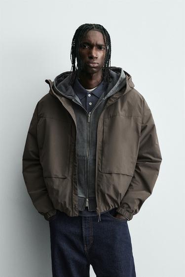 WATER-REPELLENT TECHNICAL JACKET WITH FLEECE - Mink by Zara