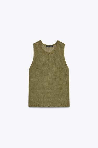 100% COTTON KNIT TOP - Khaki by Zara