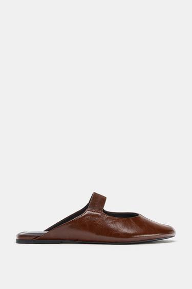 MULE BALLET FLATS - Brown by Zara