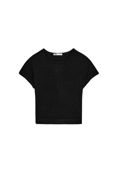 CROPPED SHORT SLEEVE T-SHIRT - Black by Zara
