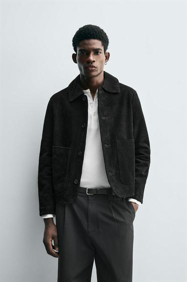 SPLIT SUEDE LEATHER JACKET - Black by Zara