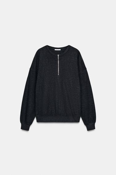SOFT RIB ZIP-UP SWEATSHIRT - Dark grey by Zara
