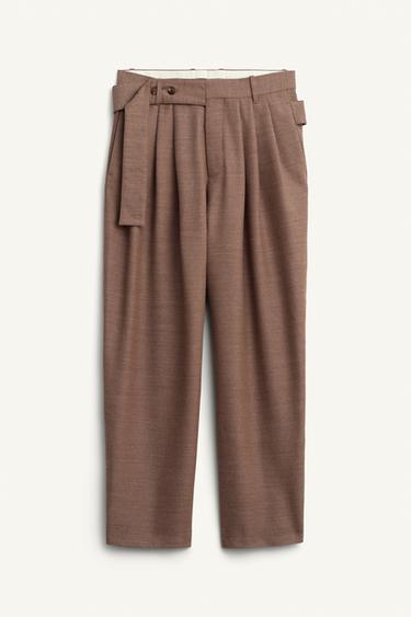 LIMITED EDITION WIDE-LEG TROUSERS WITH BELT - Brown / Taupe by Zara