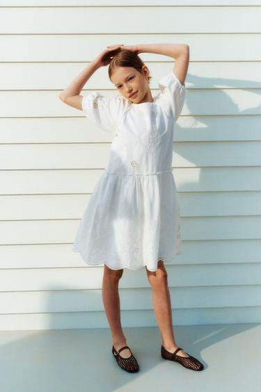 EMBROIDERED HEART DRESS - White / Pink by Zara