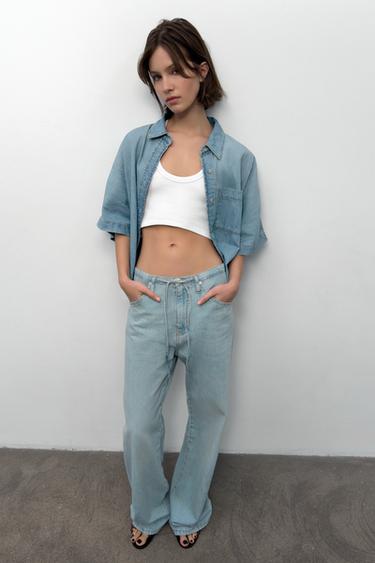 TRF LOOSE-FITTING DENIM JEANS - Light blue by Zara