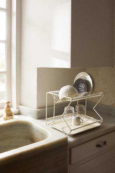METAL DISH DRAINER WITH TRAY - Cream by Zara