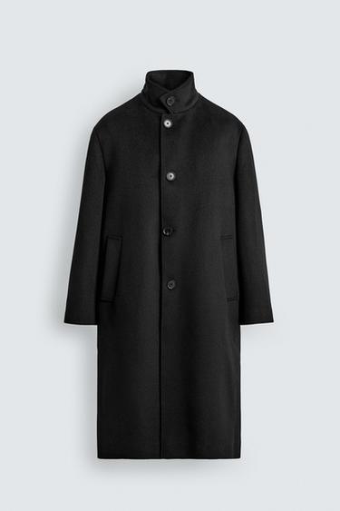 WOOL TEXTURED COAT - Black by Zara