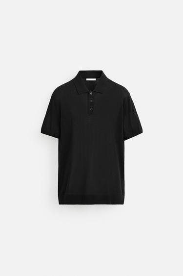 KNIT COTTON - SILK POLO SHIRT - Black by Zara