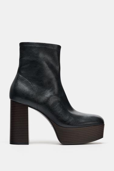 PLATFORM HEELED ANKLE BOOTS - Black by Zara
