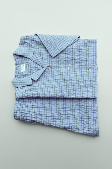 6-14 YEARS/ CHECKED SHIRT AND BERMUDA PYJAMAS - Blue by Zara