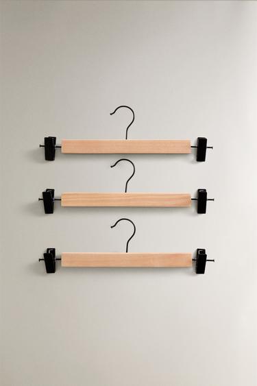 WOODEN SKIRT HANGER (SET OF 3) - Light beige by Zara