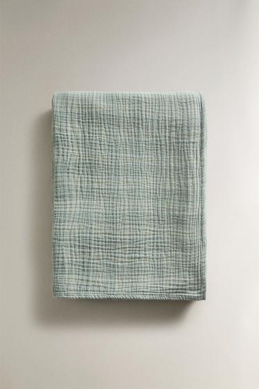 CHECK MUSLIN THROW - Green by Zara