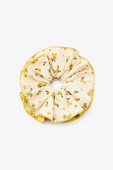CONTRAST FLORAL MAXI SCRUNCHIE - Yellow by Zara