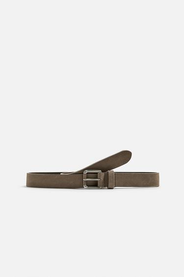 NUBUCK LEATHER BELT - Brown / Taupe by Zara - Image 0